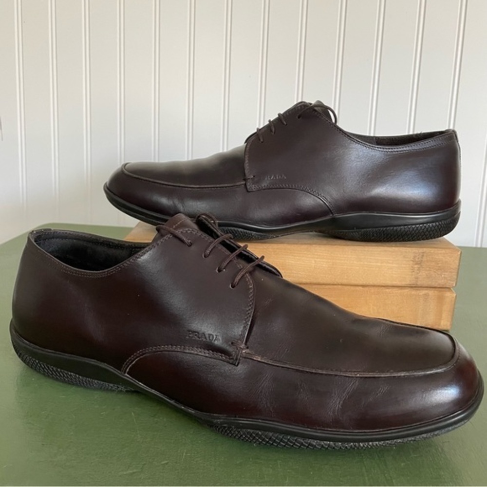 Prada Men's Casual Moc-Sewn Oxfords in Chocolate Brown *Italy*